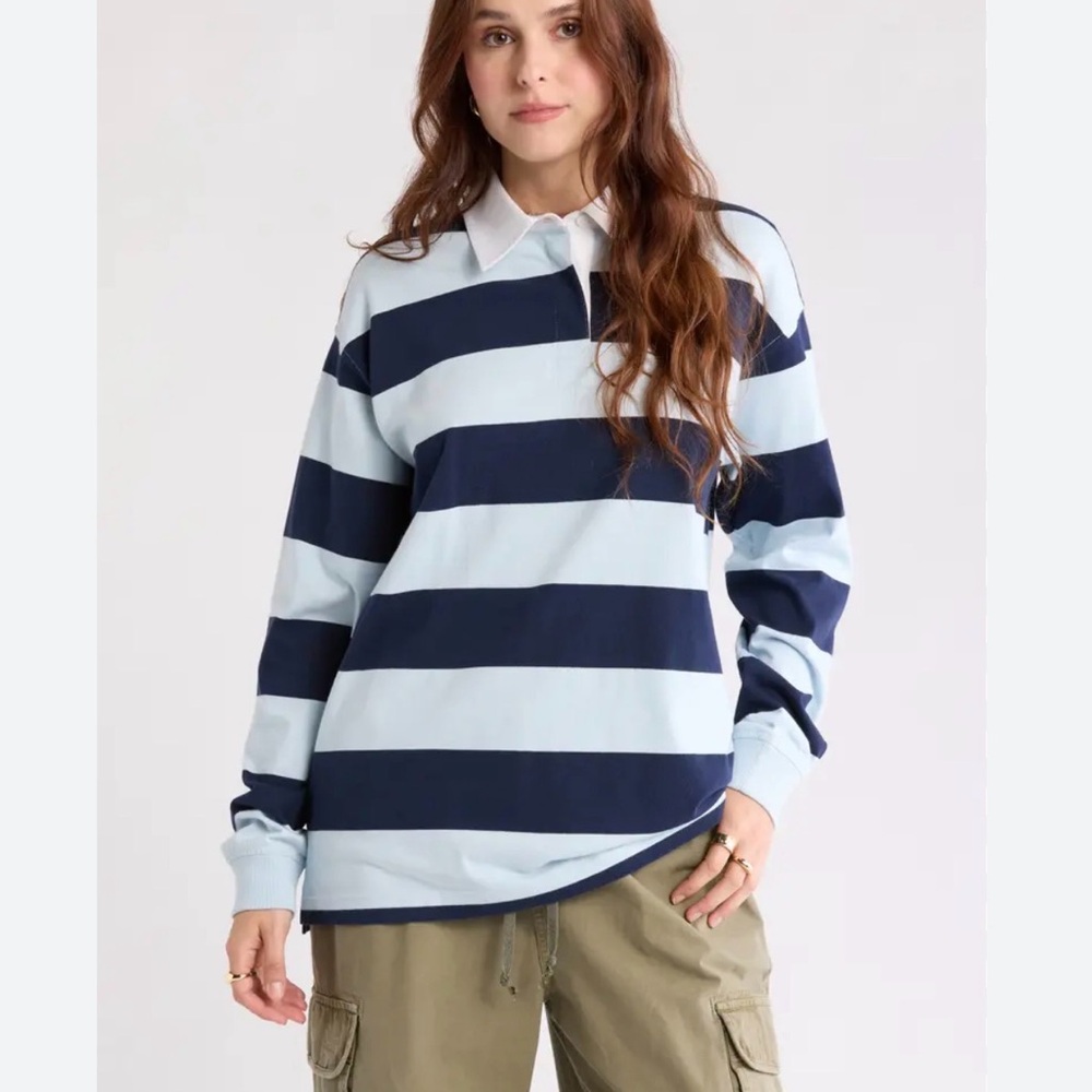 NWT Abound Navy and Light Blue Rugby Shirt